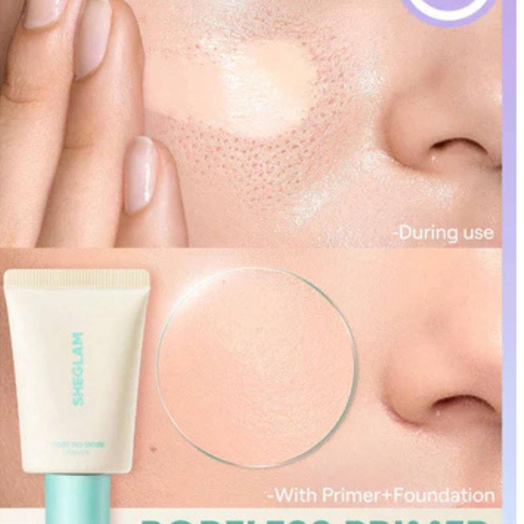 Application of SHEGLAM Pore No More Primer on Skin