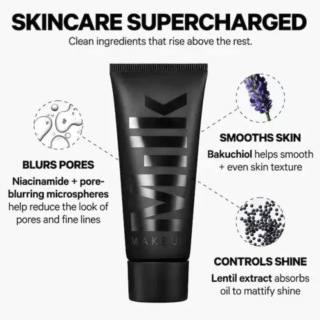 Swatch of Milk Makeup Pore Eclipse Primer's lightweight, translucent gel-cream texture on skin, demonstrating its smooth, matte finish.