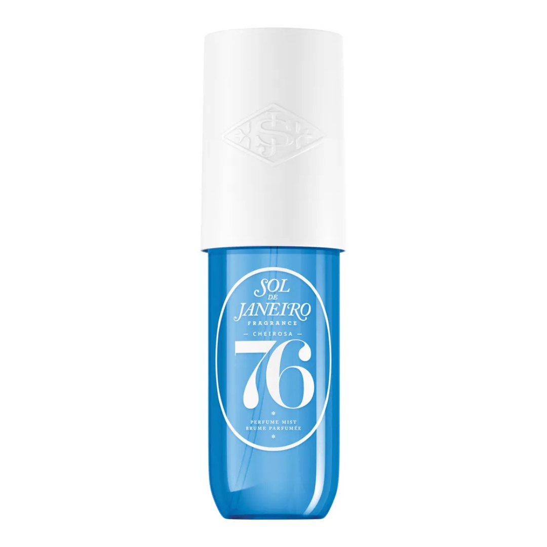 "Cheirosa '76 Body Fragrance Mist displayed with coconut and vanilla flowers"