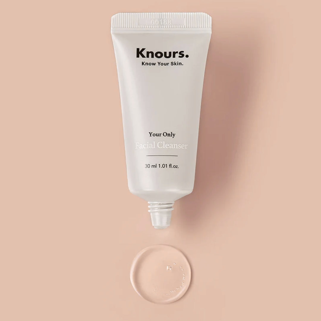 "Knours Facial Cleanser travel-sized mini, perfect for sensitive skin."