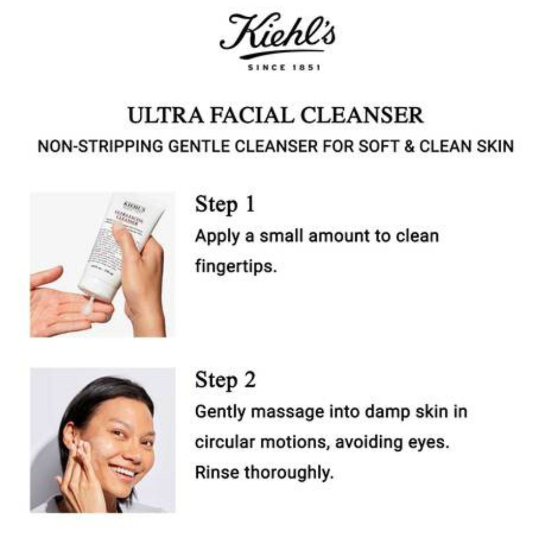 Kiehl’s Ultra Facial Cleanser foamy texture on hand