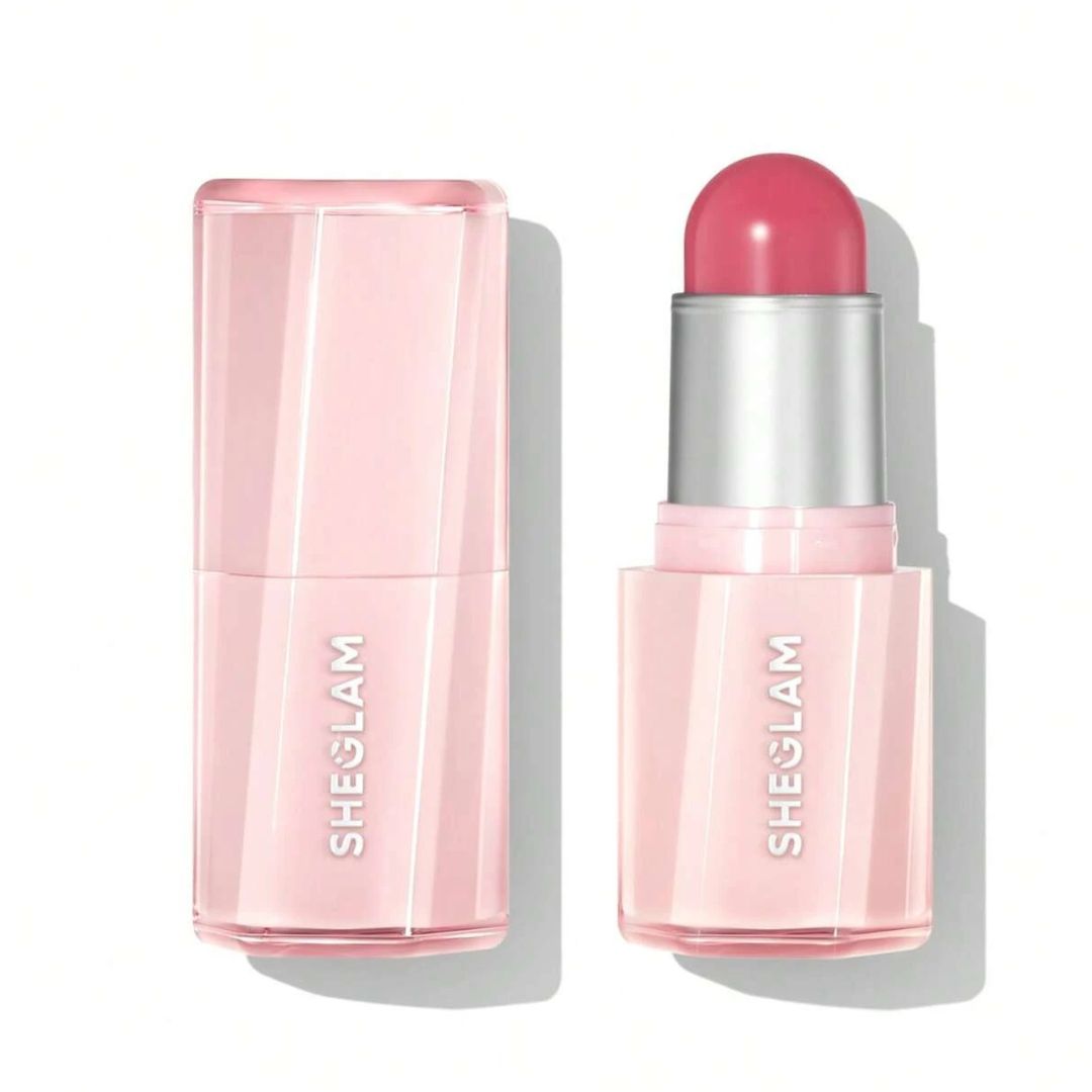 Model wearing Sheglam blush in shade Peach Flush

