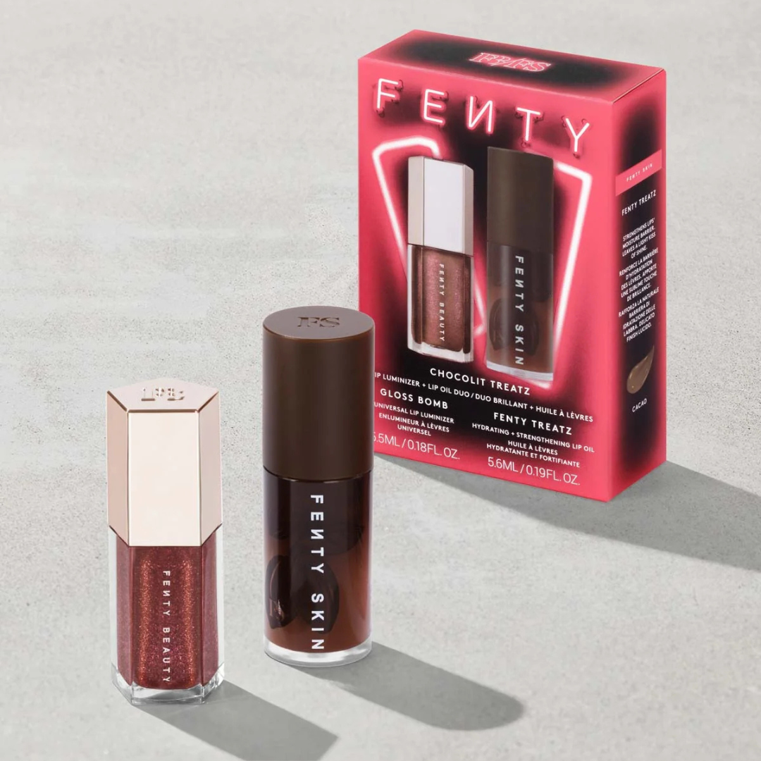 Fenty Beauty Chocolit Treatz Lip Luminizer and Lip Oil Duo for glossy, hydrated lips