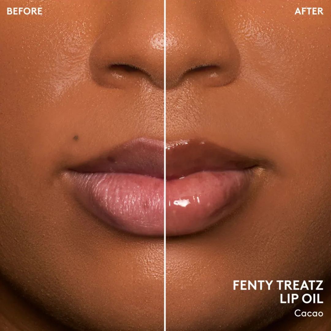 Glossy and hydrating Fenty Beauty lip duo featuring lip luminizer and lip oil for smooth lips