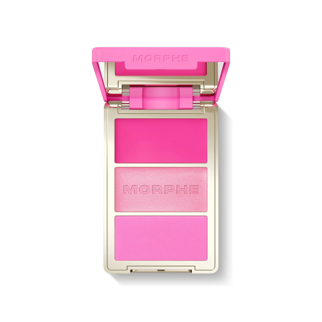 Morphe Cheek Thrills Trio in neutral and rosy tones for natural and bold blush looks