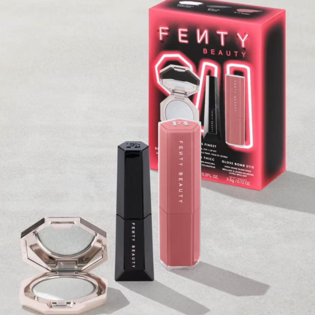 Fenty’s Finest 3-piece makeup kit with products for face, eyes, and lips