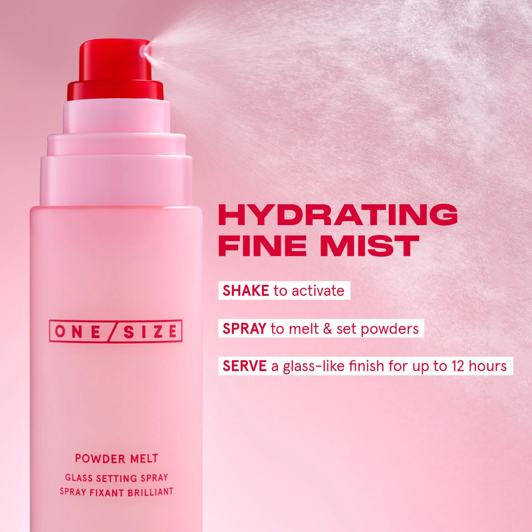 Close-up of One Size Glass Setting Spray 100ml for long-lasting makeup