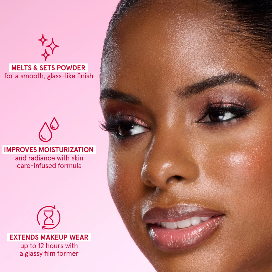 One Size Powder Melt Setting Spray 100ml giving radiant, glass-like finish