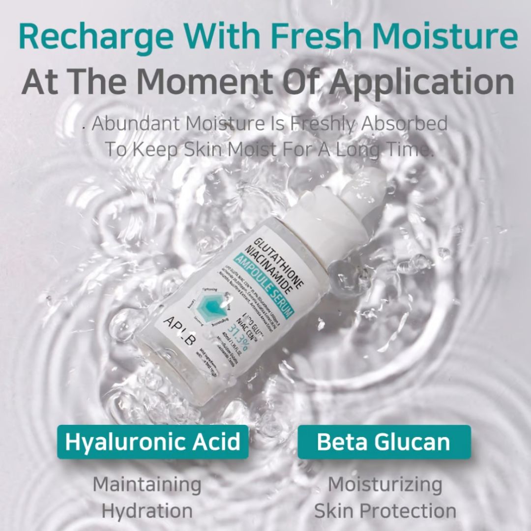 "APLB serum in skincare routine flat lay with other Korean products"

