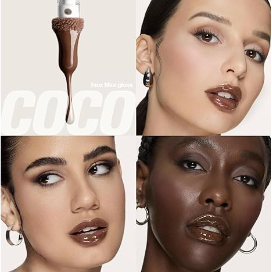 "Swatches of Huda Beauty Juicy Coco Lip Duo – matte and gloss textures"

