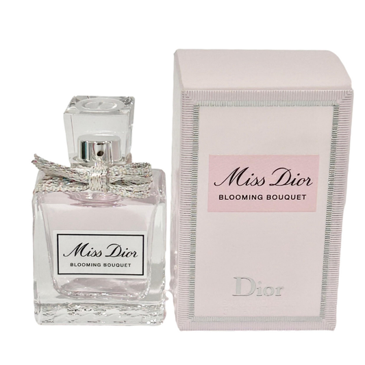Miss Dior Blooming Bouquet Eau de Toilette 5ml miniature bottle with pink liquid and silver bow cap