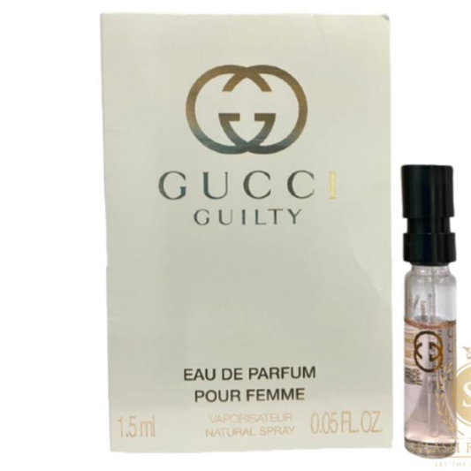 "Gucci Guilty Intense Pour Femme travel-size perfume vial with branded packaging"

