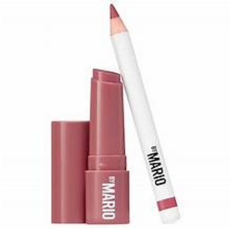 "Close-up of Rosewood Glow Mini Lip Plumper by MAKEUP BY MARIO with glossy rose-tinted formula visible"

