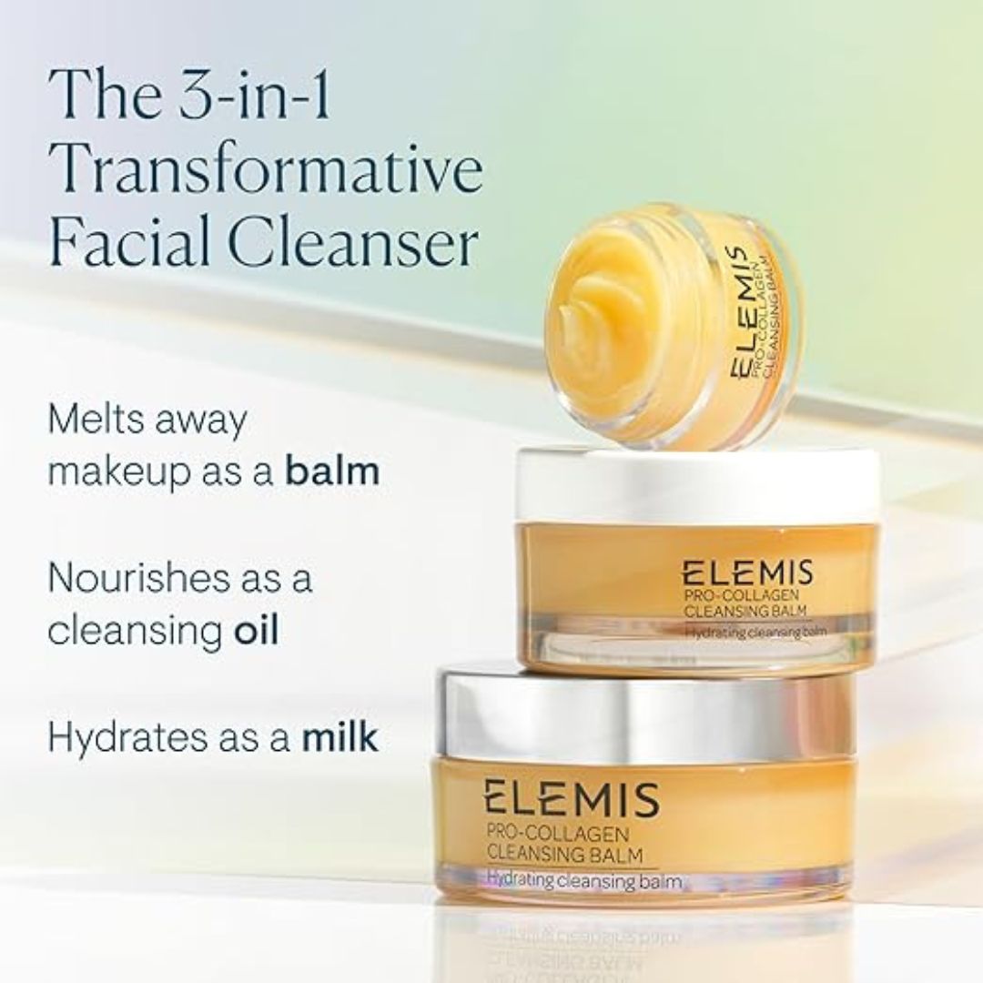 Mini ELEMIS cleansing balm with lid open and texture visible

