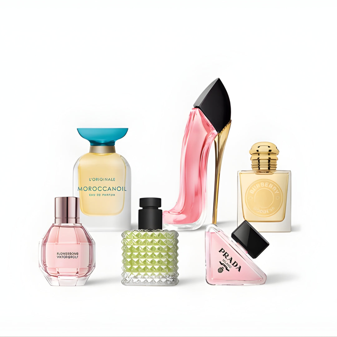 Ulta Beauty Perfume Set – Prada, Burberry, Good Girl, Flowerbomb, Valentino, Moroccanoil