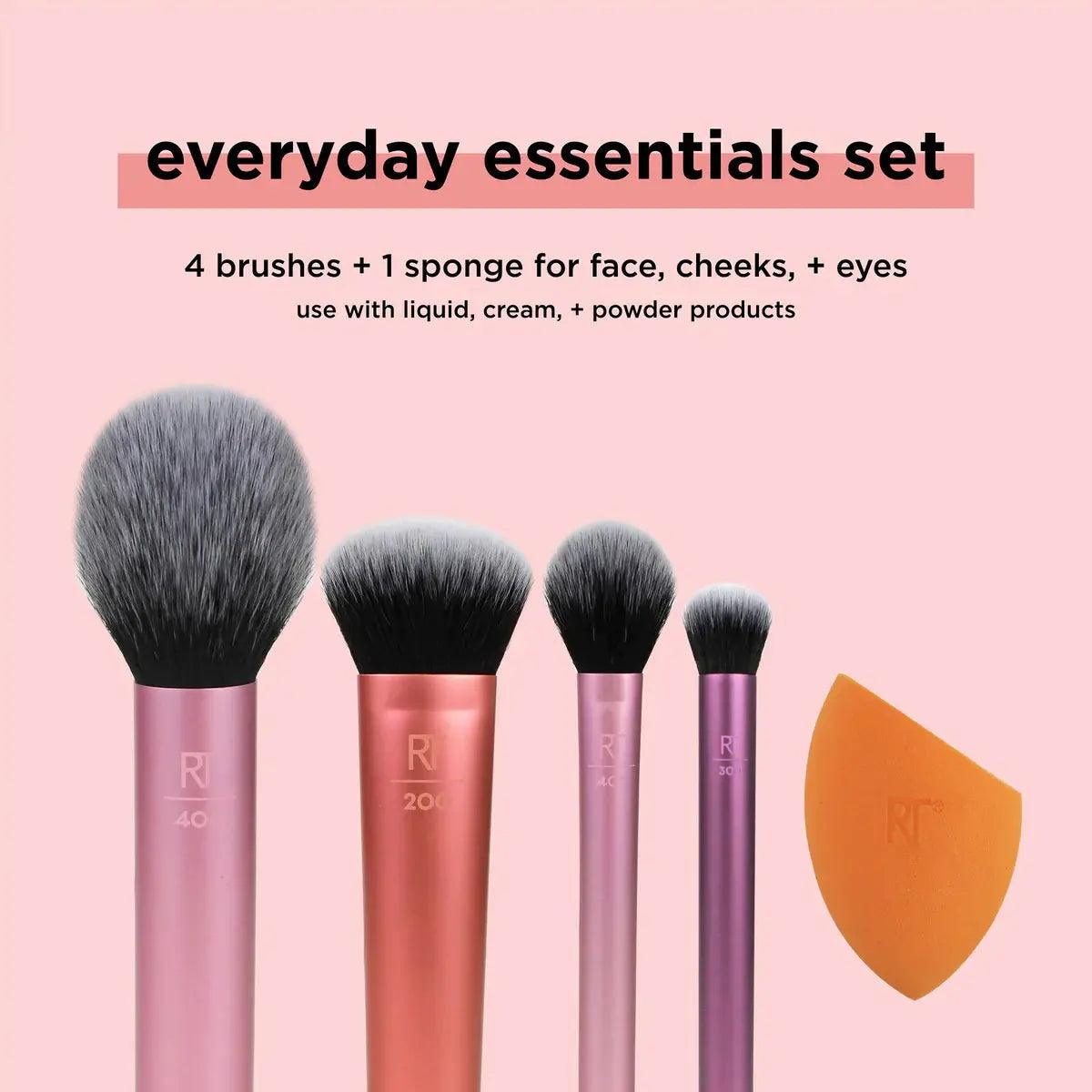Real Techniques Everyday Essentials Makeup Brush Set Let's Glamorize