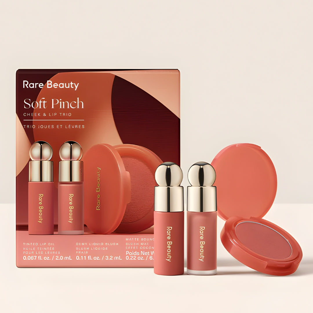 Rare Beauty Soft Pinch Cheek and Lip Trio application
