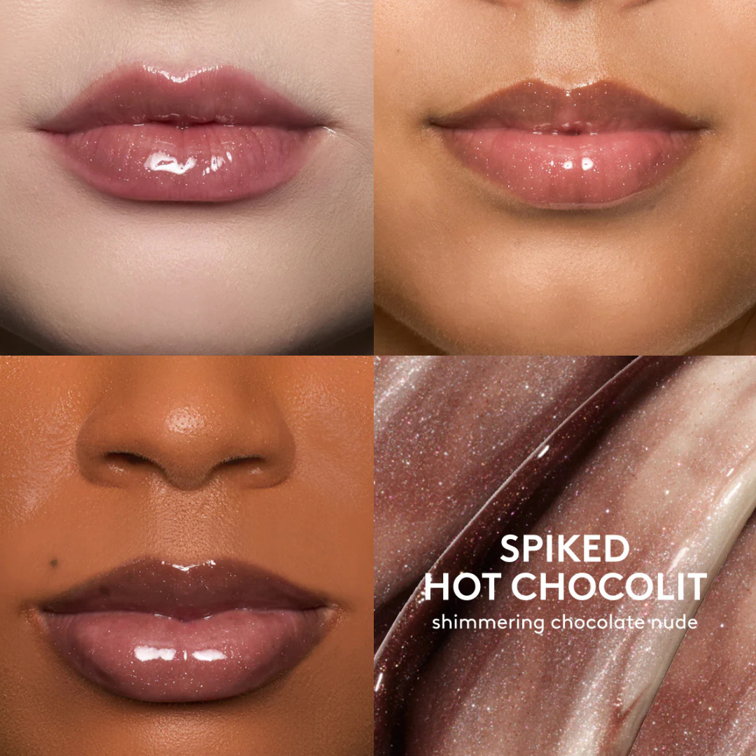 Fenty Beauty lip gloss trio showing vibrant, glossy, and smooth lip colors